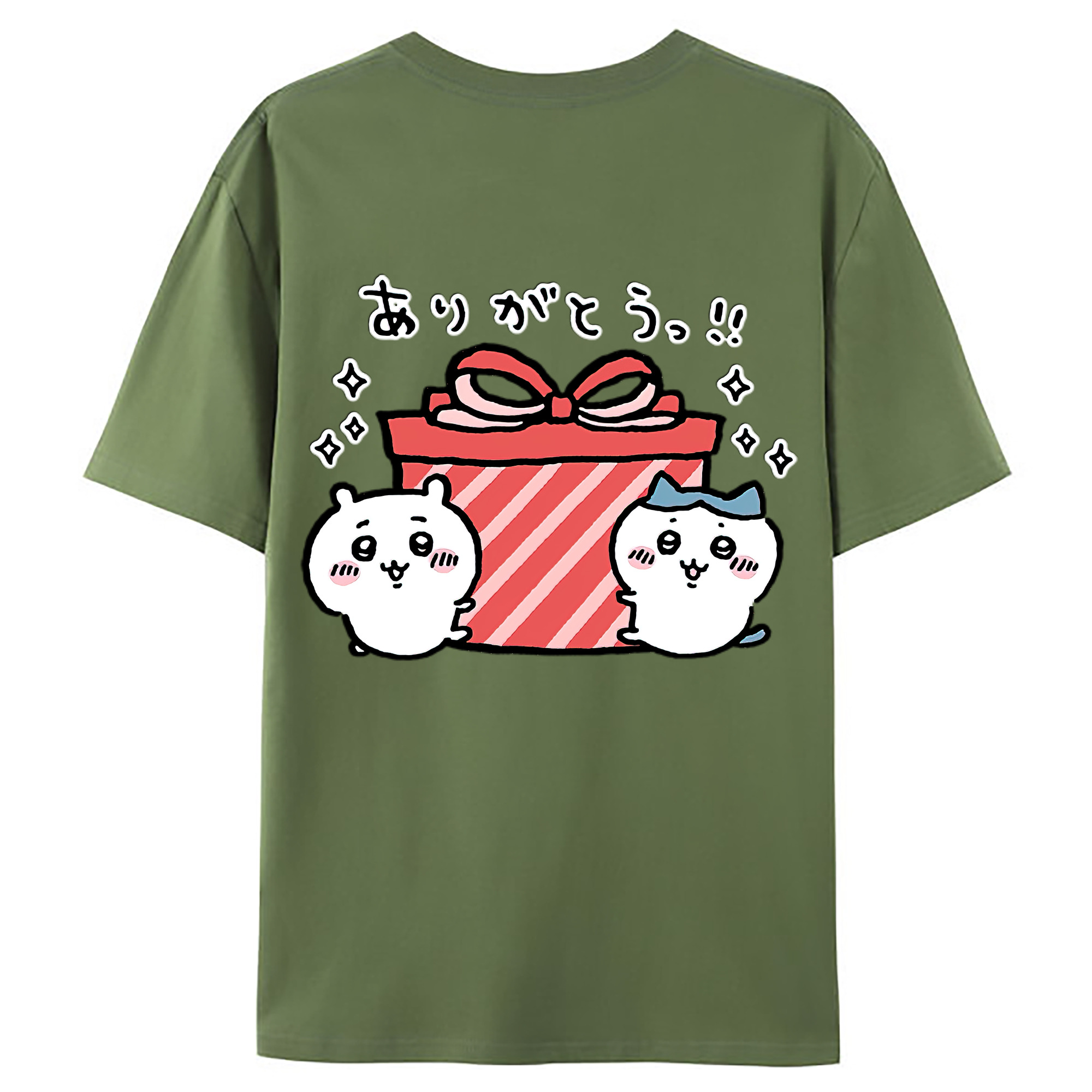 （画像用） ちいかわ ハチワレ Chii-kawa hachiware 綿100％ メンズ半袖Tシャツ（バックプリント） 通気性